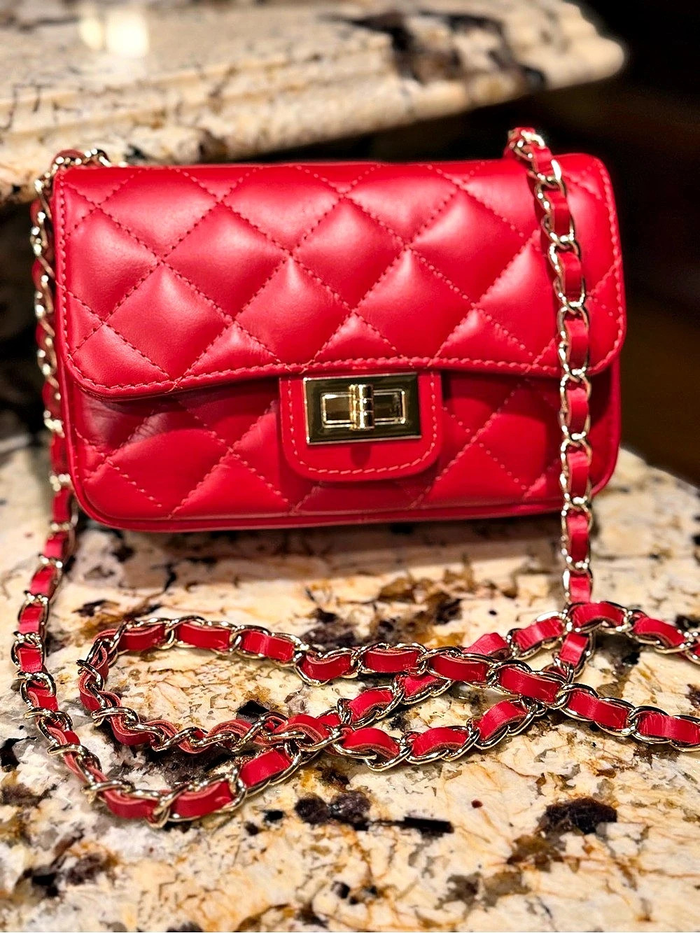 Persaman New York NEW Quilted Leather Shoulder Bag Chain Crossbody Strap